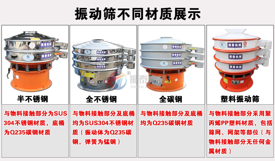 味精振動篩不同材質(zhì)